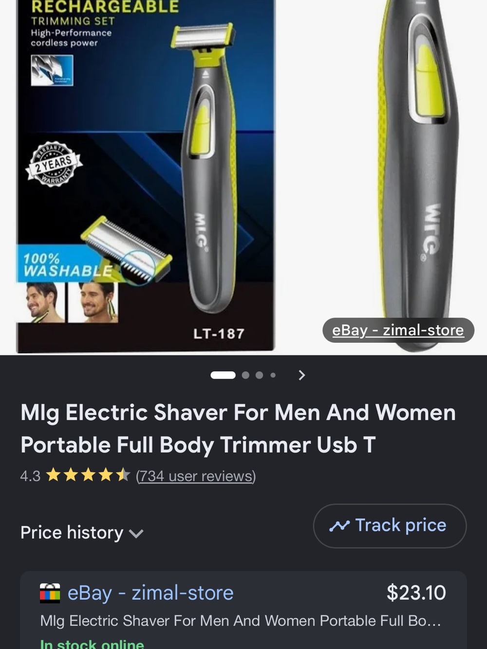 MLG Rechargeable Men's Body Trimmer - Gray & Lime